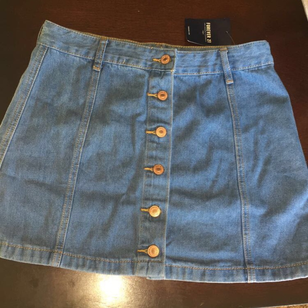 denim button up skirt